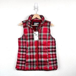 Lands End NWT Down Plaid Puffer Vest size Small